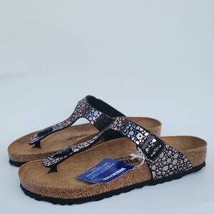 Birkenstock Gizeh Shiny Snake Print Women's Multicolor Sandals Sz EU 40/US 9